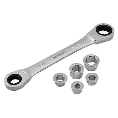 Amtech 6 Piece metric go-through 72T CRV ratchet spanner set I1045