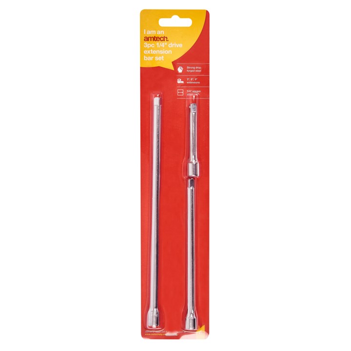 Amtech 3 Piece 6mm (1/4'') short extension bar set I3700