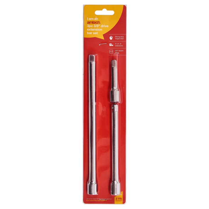 Amtech 3 Piece 9mm (3/8'') short extension bar set I3800