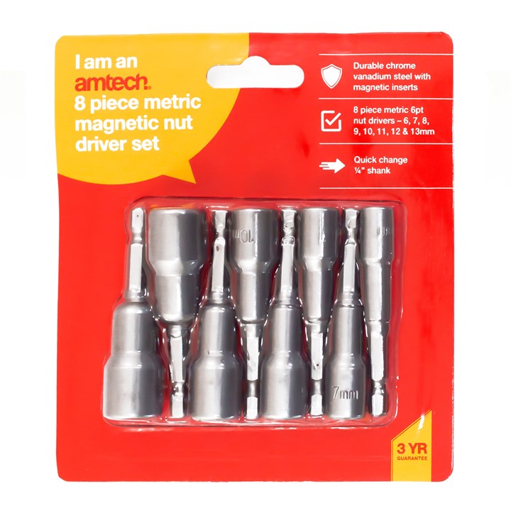 Amtech 8 Piece metric magnetic hex nut driver set I5725