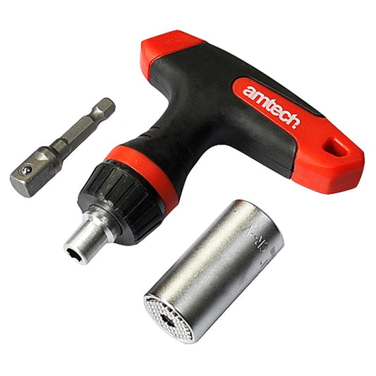 Amtech Ratchet T-handle with universal pin drive socket I6355