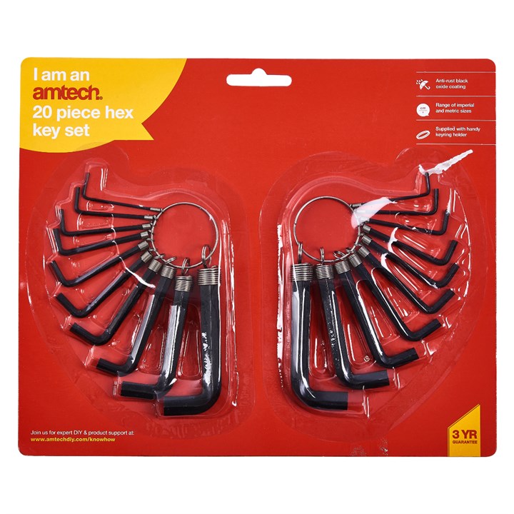 Amtech 20 Piece hex key set and keyring I8820