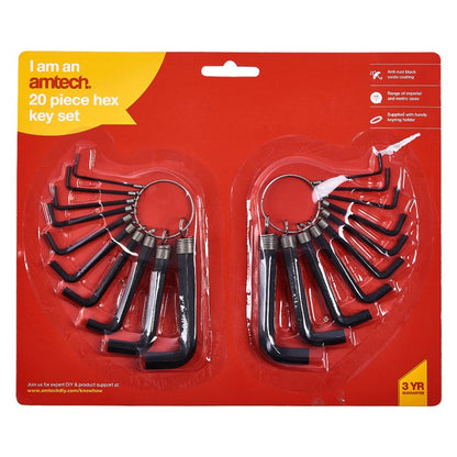 Amtech 20 Piece hex key set and keyring I8820