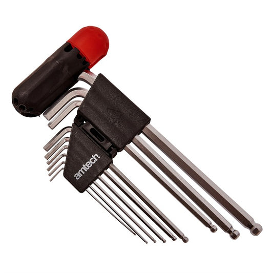 Amtech 9 Piece extra long ball end hex key set I9036