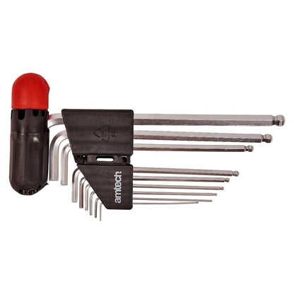 Amtech 9 Piece extra long ball end hex key set I9036