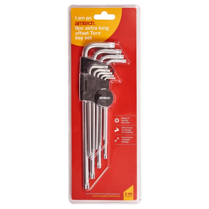 Amtech 9 Piece extra-long offset Torx key set I9126