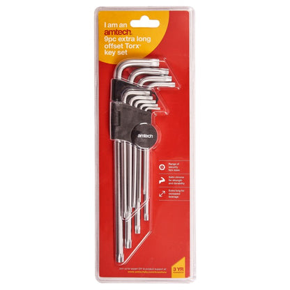 Amtech 9 Piece extra-long offset Torx key set I9126