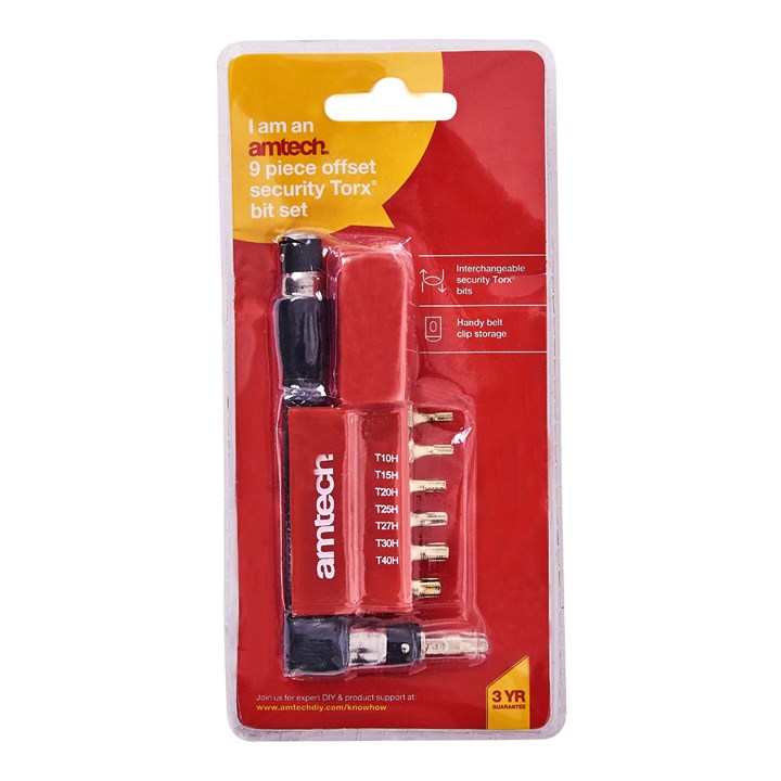Amtech 9 Piece offset tamper proof Torx bit set I9200