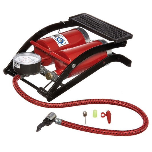 Amtech Double cylinder foot pump with gauge I9400