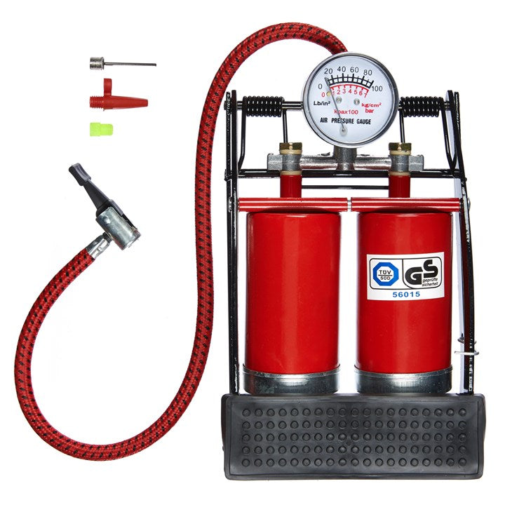 Amtech Double cylinder foot pump with gauge I9400