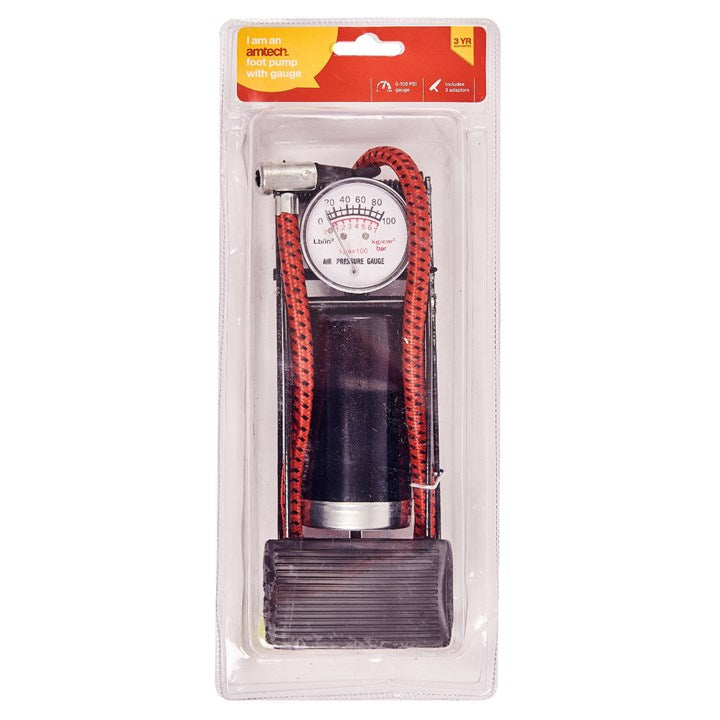 Amtech Foot pump with gauge I9450