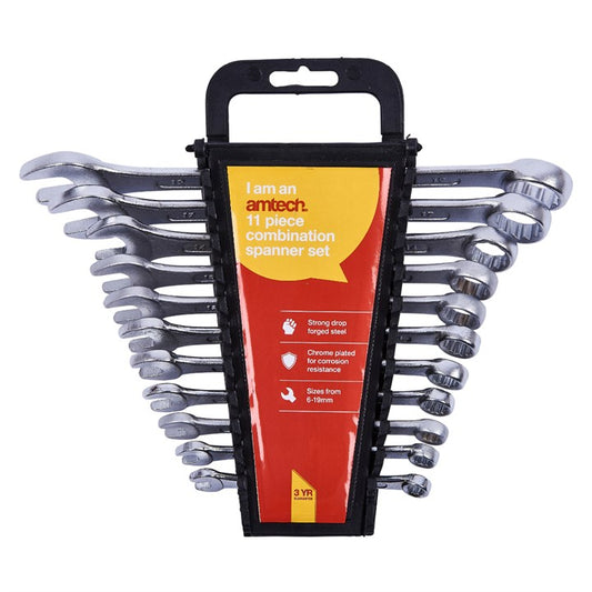 Amtech 11 piece combination spanner set with storage rack K0425