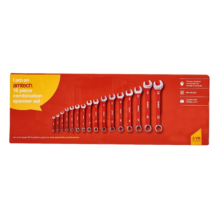 Amtech 16 piece combination spanner set K0550