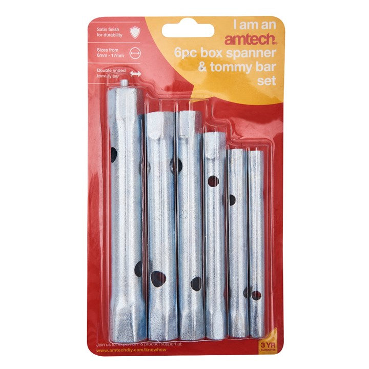 Amtech 6 Piece tubular box spanner set with Tommy bar K1150