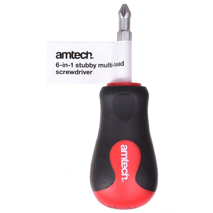 Amtech 6-in-1 Stubby multi-head screwdriver L0483