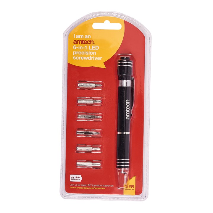 Amtech 6-in-1 LED precision screwdriver set L0495