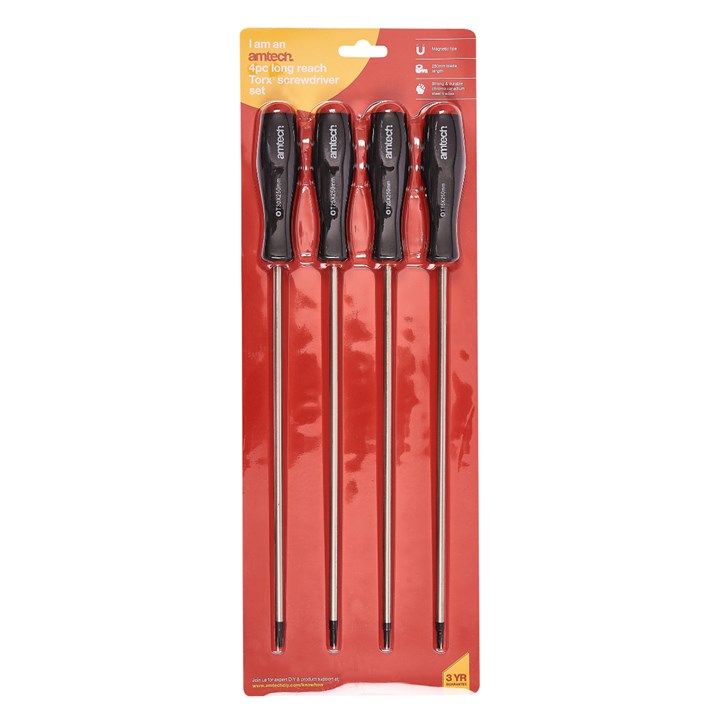 Amtech 4 Piece long reach Torx screwdriver set L0528