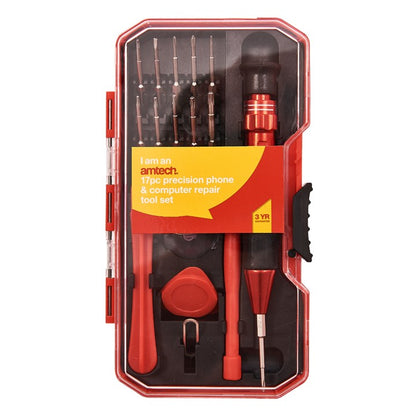Amtech 17 Piece precision phone and computer repair tool set L0532