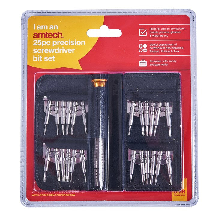 Amtech 25 Piece precision screwdriver bit set L0534