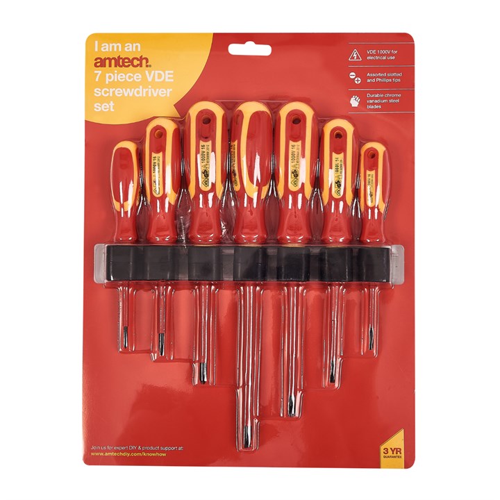 Amtech 7 Piece VDE™ electrical screwdriver set L0650