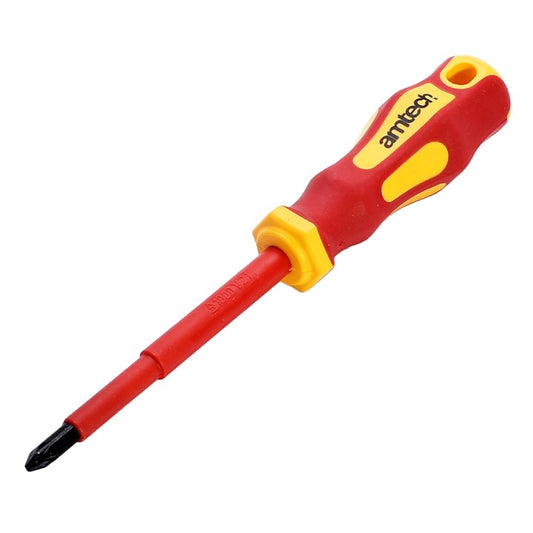 Amtech 100mm Pozidriv™ VDE™ 1000V electrical screwdriver with PZ 2 tip L0653