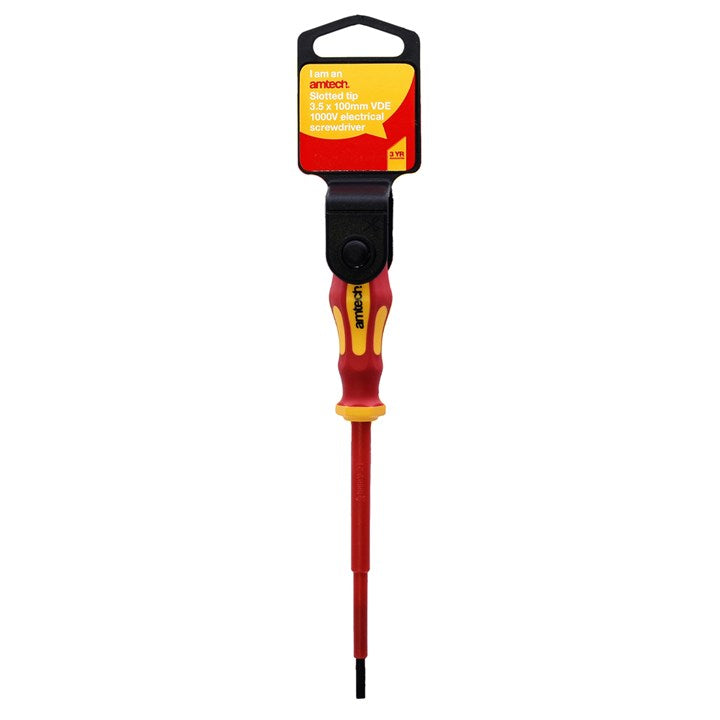 Amtech 3.5mm x 100mm slotted VDE™ 1000V electrical screwdriver L0657