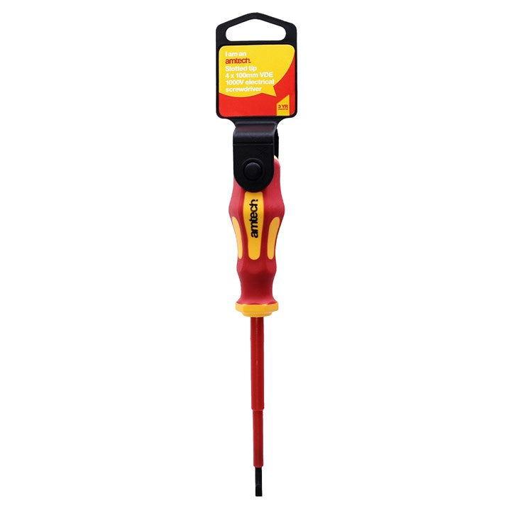 Amtech 4mm x 100mm slotted VDE™ 1000V electrical screwdriver L0658