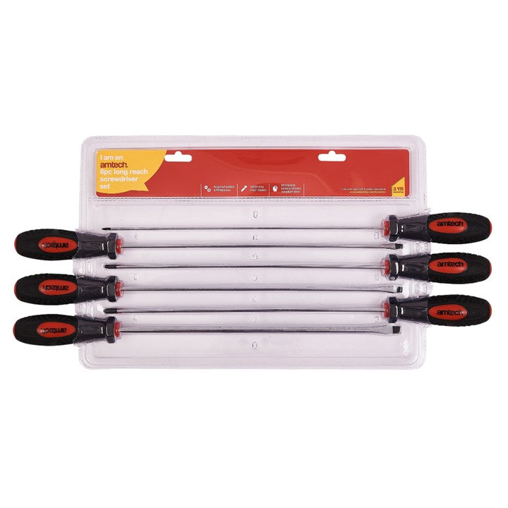Amtech 6 Piece long reach screwdriver set L0725