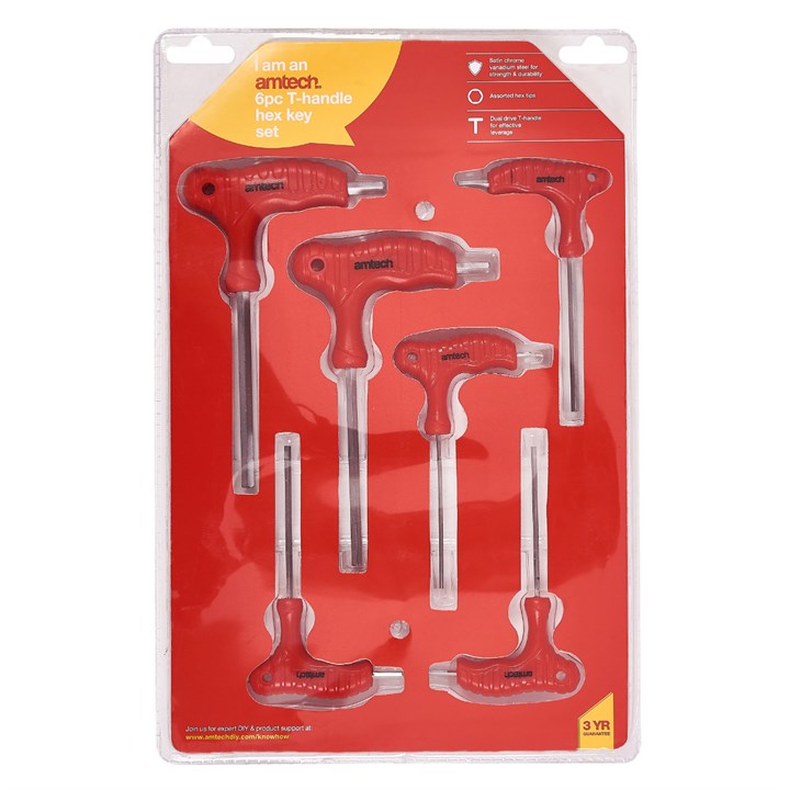 Amtech 6 Piece T-handle hex key set L0755