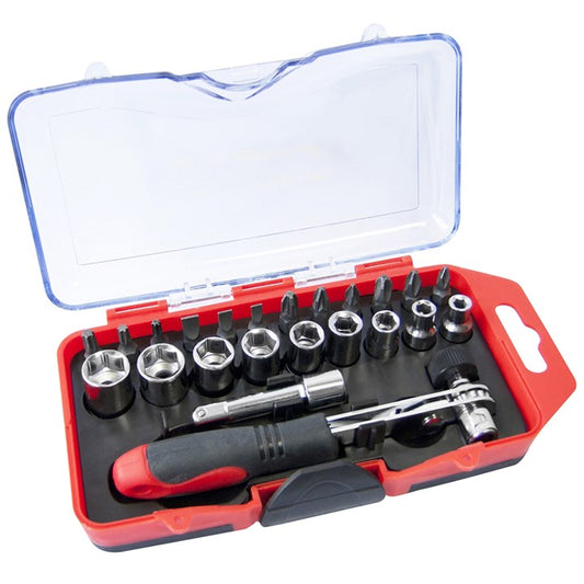 Amtech 23 Piece offset ratchet handle, bit and socket set L1955