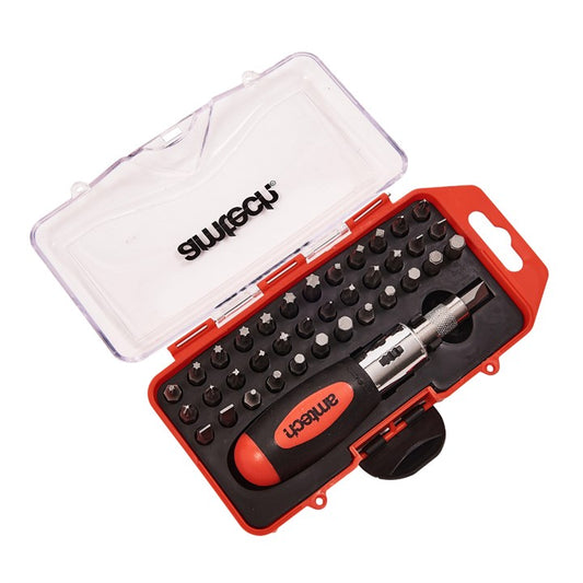 Amtech 38 Piece stubby ratchet screwdriver and bit set L1965