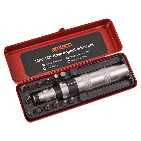 Amtech 14 Piece 13mm (1/2") drive impact driver set L2130
