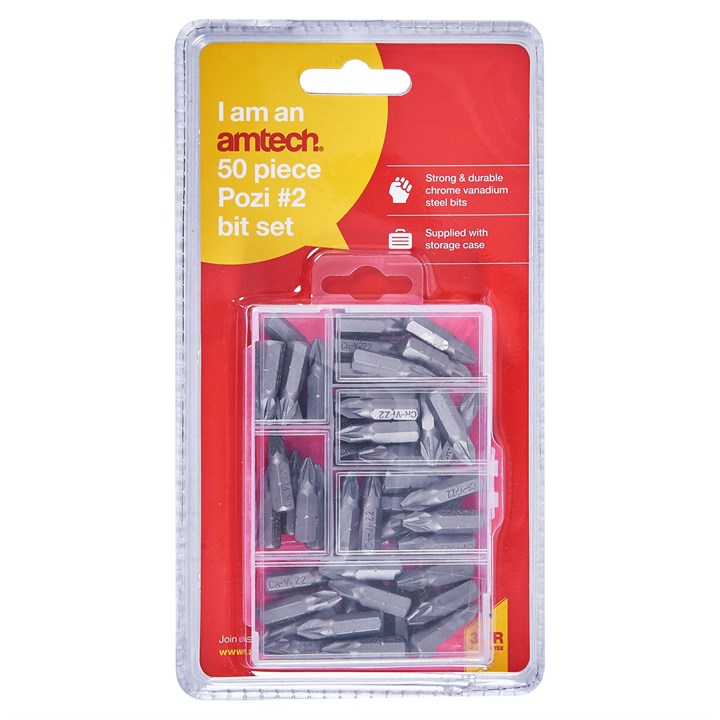 Amtech 50 Piece No.2 Pozi drive bit set L2250