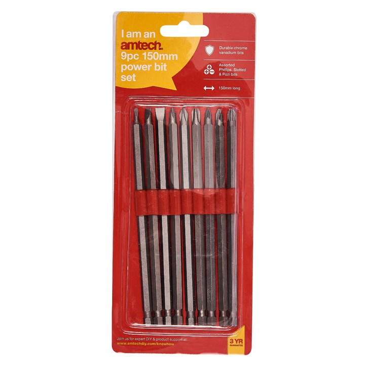 Amtech 9 Piece 150mm power bit set L3000