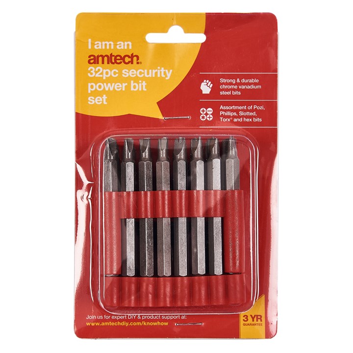 Amtech 32 Piece 75mm security power bit set L3375A