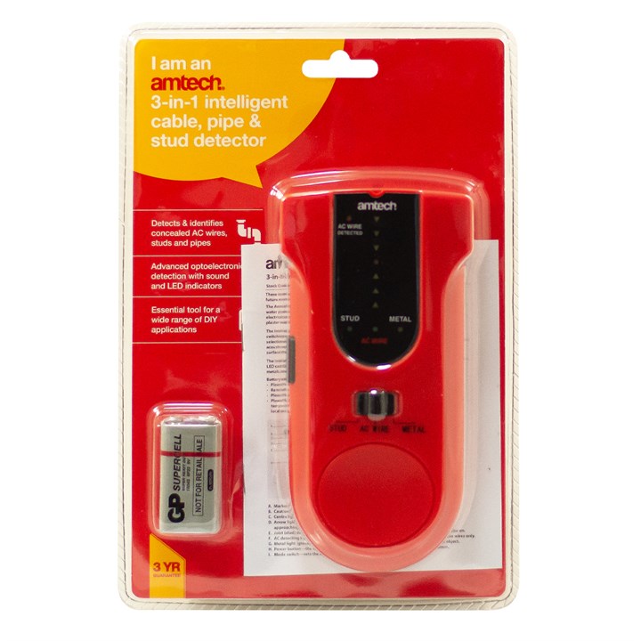 Amtech 3-in-1 Intelligent cable, pipe and stud detector L4510
