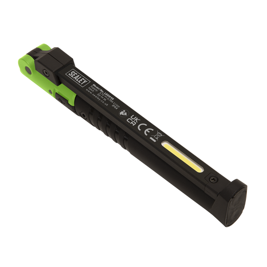 Sealey 2 COB & 1 SMD LED Rechargeable Slim Folding Pocket Light - Green LED01G
