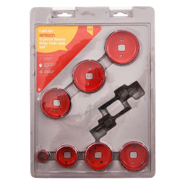 Amtech 9 Piece heavy duty circular hole saw set M1625