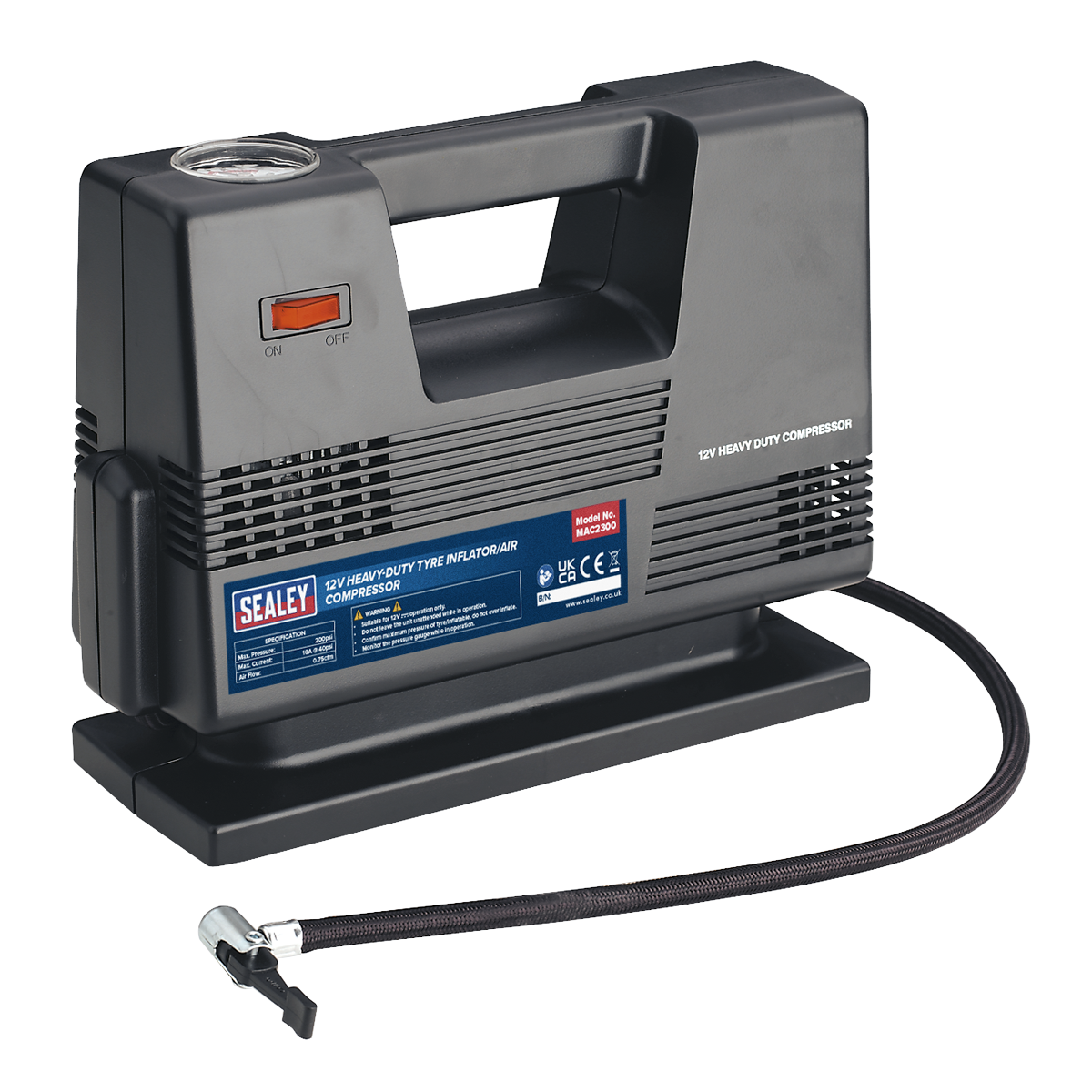 Sealey 12V Heavy-Duty Tyre Inflator/Air Compressor MAC2300