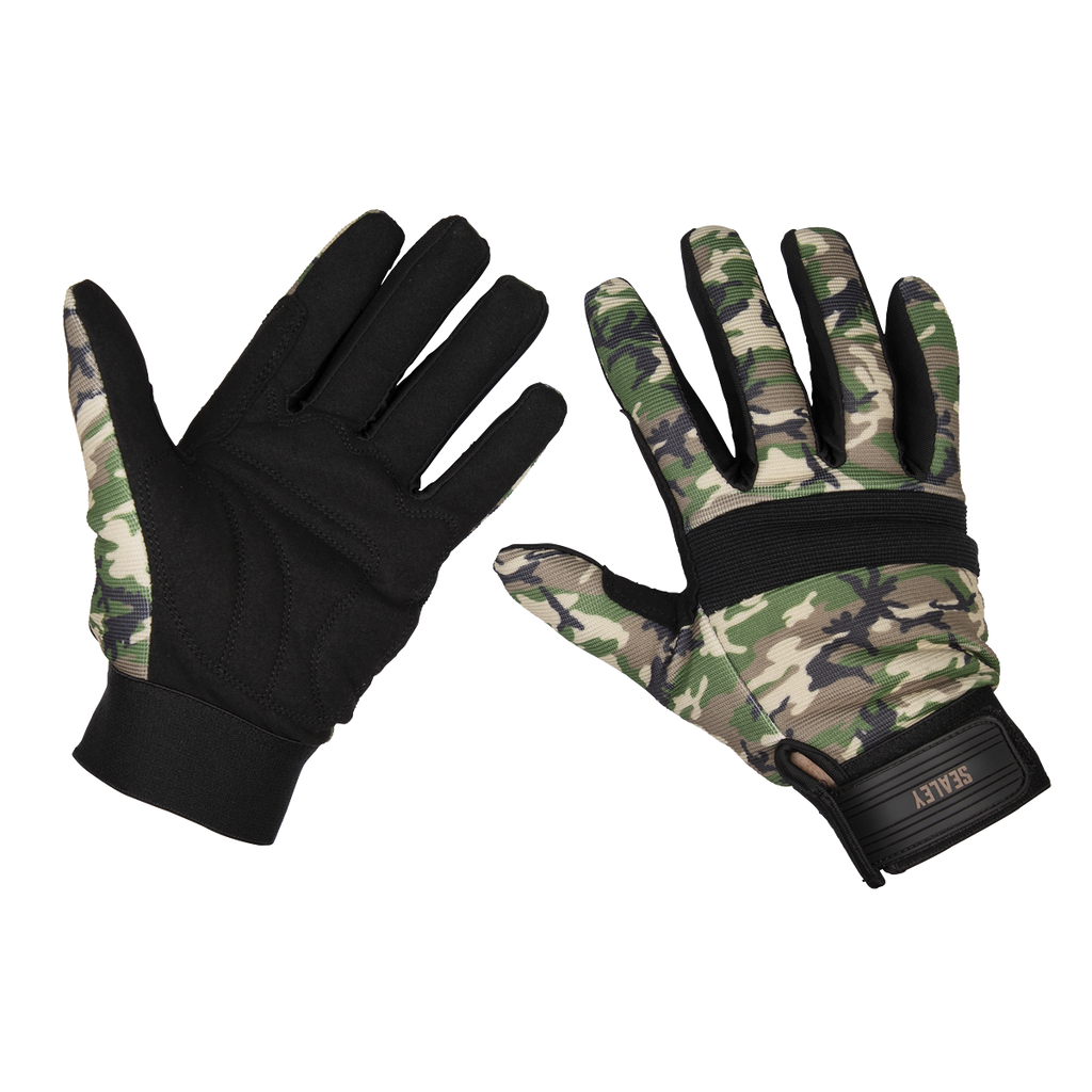 Sealey Mechanic's Gloves Padded Palm Camo - Large Pair MG795L