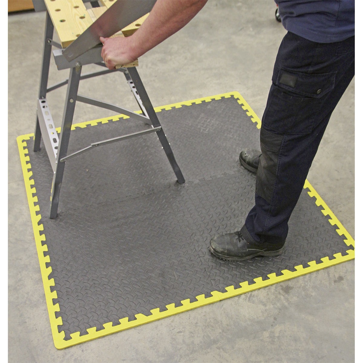 Sealey 1240 x 1825mm Interlocking EVA Foam Workshop Mat Set with Hi-Vis Edges MIC1218Y3