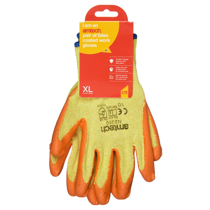 Amtech XL (Size 10) Latex palm coated gloves N2350