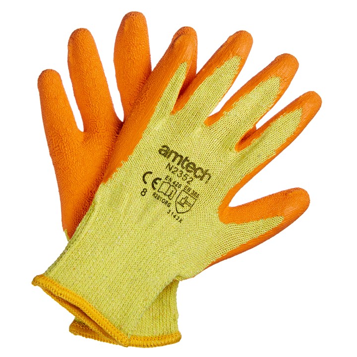 Amtech Medium (Size 8) Latex palm coated gloves N2352