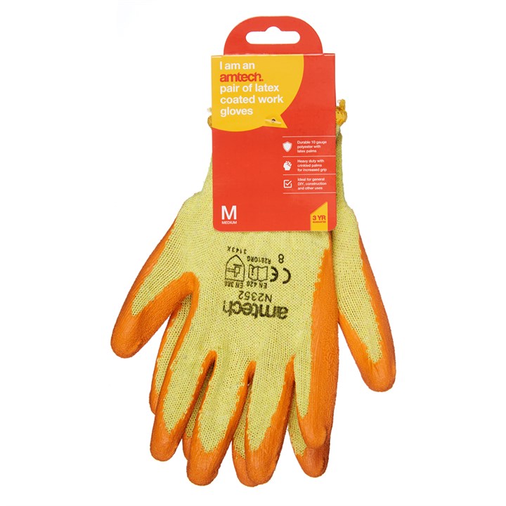Amtech Medium (Size 8) Latex palm coated gloves N2352