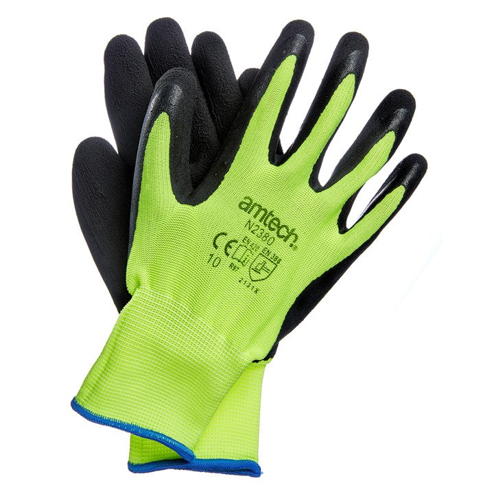Amtech XL (Size 10) Hi-Vis latex coated gloves N2380