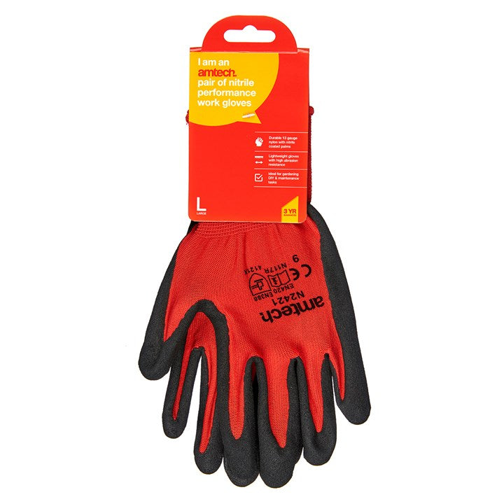 Amtech Large (Size 9) Nitrile performance work gloves N2421