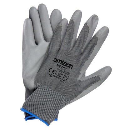 Amtech XL (Size 10) Light duty polyurethane-coated work gloves - grey N2450