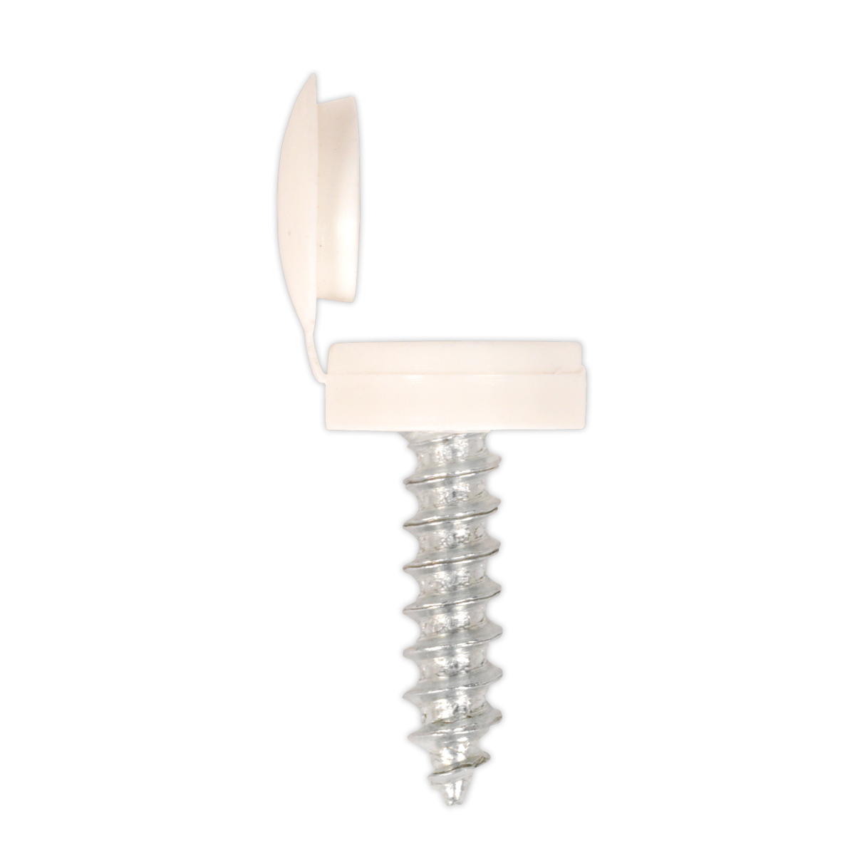 Sealey White Numberplate Screw with Flip Cap 4.2 x 19mm - Pack of 50 NPW50