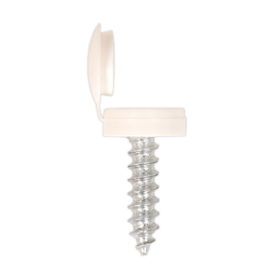 Sealey White Numberplate Screw with Flip Cap 4.2 x 19mm - Pack of 50 NPW50