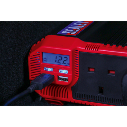 Sealey 1100W Power Inverter Modified Sine Wave 12V DC - 230V~50Hz PI1100